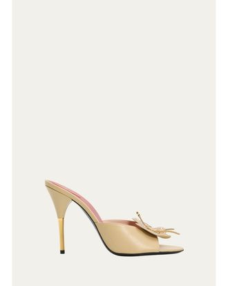 Valentino Garavani 105mm Flutterby Embellished Leather Slide Sandals