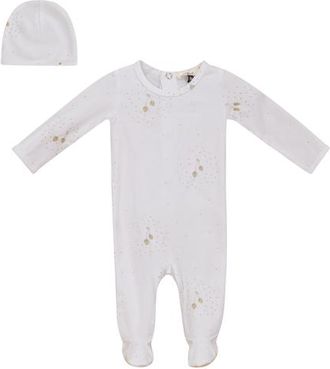 Fragile Allover Strawberry and Dot Print Romper with Hat Set in White at Nordstrom, Size 1M