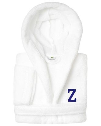 Linum Home Textiles Personalized Linum Kids Small Super Plush Hooded Bathrobe with Navy Bookman Font (Monogrammed A-Z)