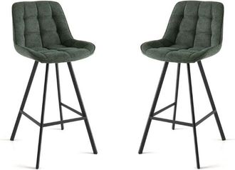 Capodarte Capodarte - Sgabello da cucina in tessuto Verde gambe metallo friedic Set 2 pz