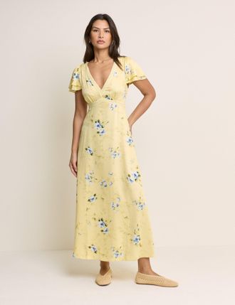 Nobody's Child Yellow Floral Iris Midi Dress