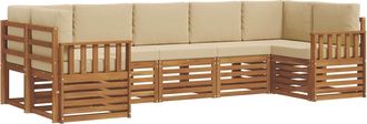 vidaXL Conjunto De Sof&aacute;s De Exterior 7 Uds. Natural Y Beige Vidaxl