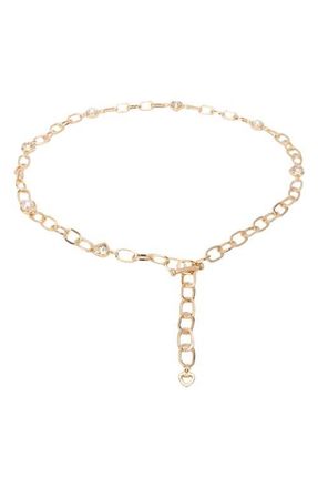 Kate Spade New York Faux Pearl & Heart Chain Belt in Polished Gold at Nordstrom, Size Large/x-Large