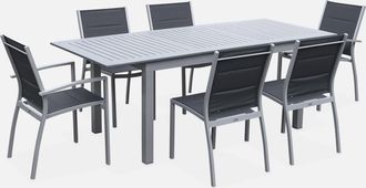 Sweeek Mesa De Jard&iacute;n Extensible De Aluminio Con 6 Sillas