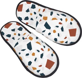 Generic Slippers For Women Terrazzo Tile Pattern House Slippers For Women Lining Comfy Home Shoes, For Indoor Outdoor, Home, Travel, M