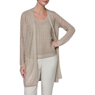 DKNY Grid Pattern Metallic Cardigan in Tuscan Grey at Nordstrom, Size X-Small