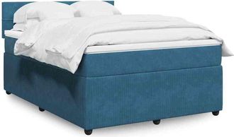 vidaXL Vidaxl - Cama Box Spring Con Colch&oacute;n Terciopelo Azul 160x200 Cm