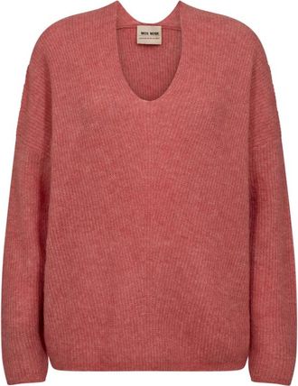 Mos Mosh Roestoranje V-hals Gebreide Trui - Dames - V-hals truien - Rood - XL - Wol - Truien & Vesten