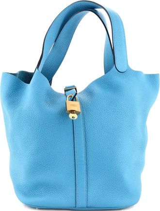 Herm&egrave;s Picotin Lock Bag Clemence GM bucket bag - Blu