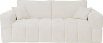 VENTE-UNIQUE.COM Sof&aacute; cama poli&eacute;ster 3 plazas beige 215x105cm