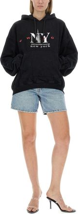 Alexander Wang Alexander Wang Womens Sweatshirt With Logo - Black Cotton - Size X-Small