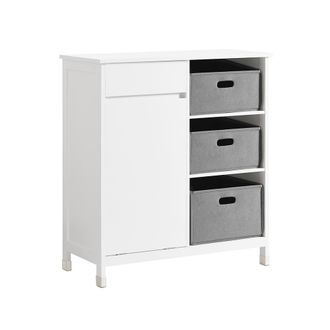 SoBuy Cesto para ropa sucia con un caj&oacute;n mdf blanco