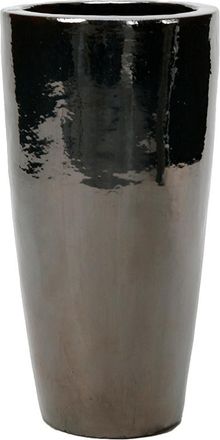 Baq Hochwertiger Xl In-/Outdoor Blumentopf Plain Partner ø 46 cm/Höhe 90 cm, Metal Glaze Schwarz