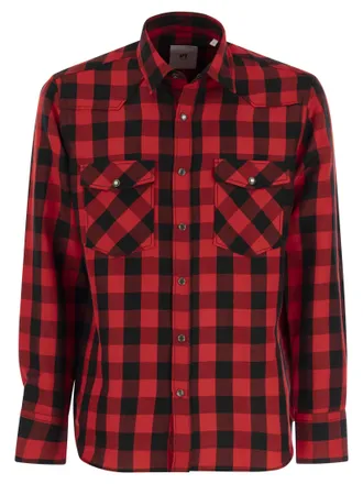 Pantaloni Torino Check -Hemd in Baumwoll- und Leinenmischung