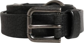 Dolce & Gabbana Kalfsleren Riem met Metalen Gesp - Heren - Riemen - Zwart - ONE Size - Leer - Accessoires