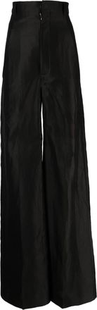 Rick Owens high-waist wide-leg trousers - women - Polyamide/Linen/Flax/Cupro - 40 - Black