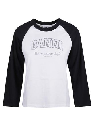 Ganni White Baseball T-shirt