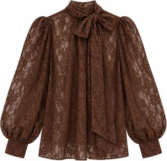 Aniye By Blusa de encaje con cuello alto - Blouses & Shirts - Mujer - Marr&oacute;n - S