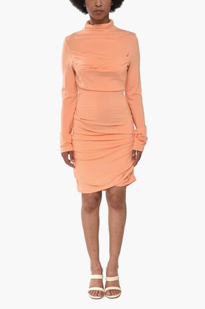 Off-white SEASONAL Vestito Midi TWIST in Crepe di Viscosa Off-White