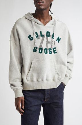 Golden Goose Journey Collection Graphic Hoodie in Grey Melange/Black at Nordstrom, Size Small