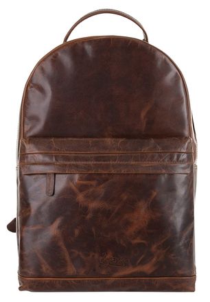 X-zone Laptoprucksack X-ZONE, Gr. B/H/T: 43cm x 29cm x 12cm, onesize, braun (cognac), Leder, Rindsleder, beschichtet, leicht gl&auml;nzend, Rucks&auml;cke Laptoprucksa
