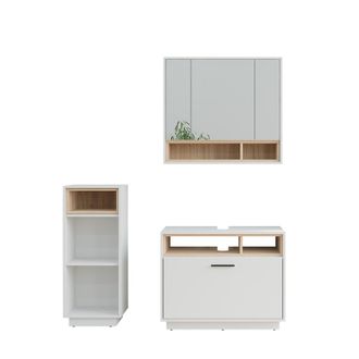 Vicco Conjunto De Muebles De Ba&ntilde;o Beatrice, Blanco/sonoma, 3 Piezas Con Unidad Midi