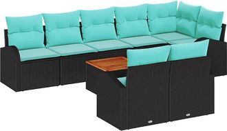 vidaXL Conjunto De Sof&aacute;s De Jard&iacute;n 9 Uds. Negro Y Turquesa Vidaxl