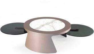 Naos Ausziehbarer Designer Couchtisch Discovery mit rotierenden Tischplatten - Calacatta /Champagne