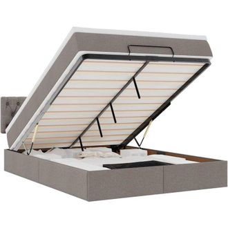 vidaXL Cama Otomana Con Colch&oacute;n Tela Gris Pardo 140x190 Cm Vidaxl