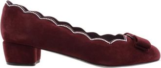 Ferragamo Vara Studded Scalloped Suede Pumps Size 7 D