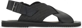 Emporio Armani BACK STRAP LEATHER SANDALS Size: 10, colour: BLACK