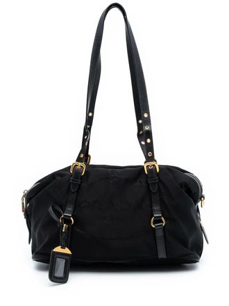 Prada 2013-2025 Saffiano Trimmed Tessuto Logo satchel - Nero