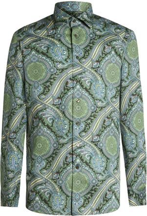 Etro paisley-print cotton shirt - men - Cotton - 39 - Green