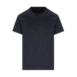 Fendi FF Postcards Logo T-Shirt - male - Fendi - T-Shirts - Blue - XL - Tops