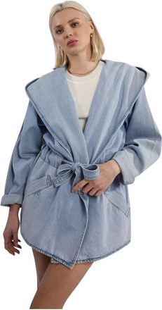 Molly Bracken Hooded Denim Jacket - Dames - Jas met riem - Blauw - XS - Denim - Jassen