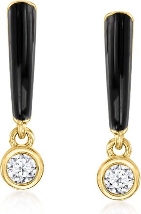 Ross-Simons Lab-Grown Diamond Drop Earrings With Black Enamel in 18kt Gold Over Sterling