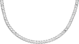 Fossil Womens Heritage D-Link Glitz Stainless Steel Chain Tennis Necklace