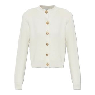Balmain Cardigan in Lana con Spalline - - Knitwear - Donna - Beige - 2XS