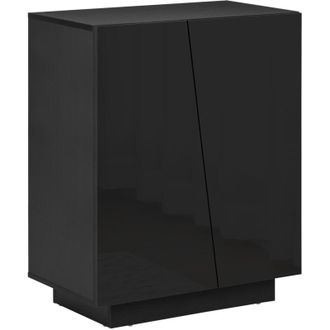 HOMCOM Storage Cabinet for Bedroom High Gloss Sideboard for Living Room Hallway Black - Homcom