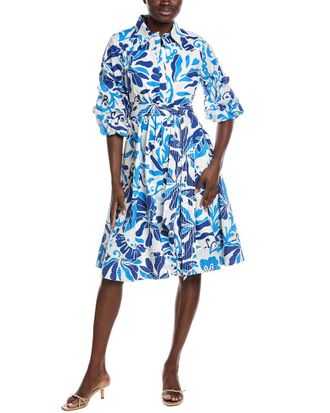 Gracia Pleated Puffed Sleeve A-Line Shirtdress