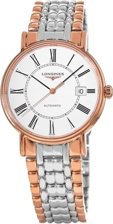 Longines Presence Automatic White Roman Dial Steel & Rose Gold Plated Mens Watch L4.922.1.11.7