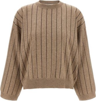 Brunello Cucinelli Beige Sequin Wool Sweater