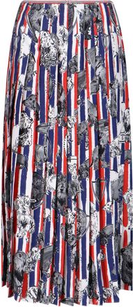 Thom Browne Multicolor Hector Dog Pleated Silk Skirt