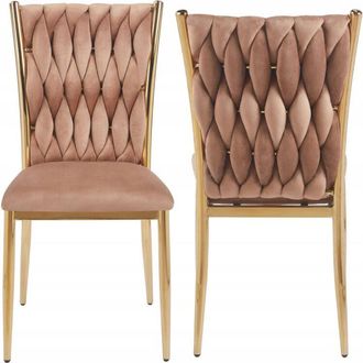 OEM Silla De Mesa Cappuccino Terciopelo Entretejido Estructura Dorada Moderna