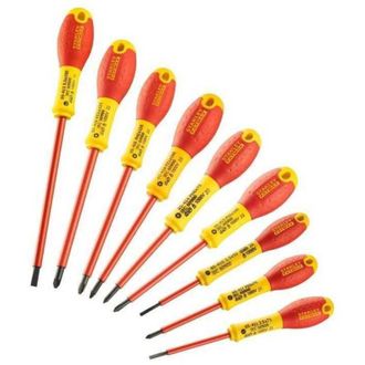 Stanley Set di 10 Cacciaviti - STANLEY FATMAX - FMHT62573-0 - Isolati 1000V - Elettricista + Phillips + Pozidriv + Tester