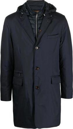 Moorer Redon-Skt Hooded Coat - Heren - Mantel - Blauw - XL - Leer - Jassen