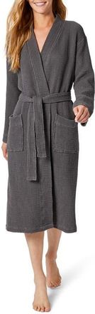 Coyuchi Gender Inclusive Organic Cotton Waffle Texture Robe in Shadow at Nordstrom, Size X-Small/small