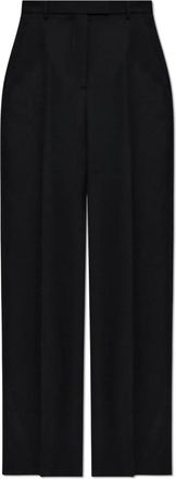 Alexander McQueen Wolbroek met persvouwen - Dames - Wijde Broeken - Zwart - S - Wol - Broeken