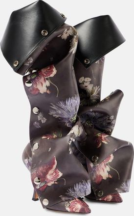 Y / Project Snap 100 floral leather knee-high boots