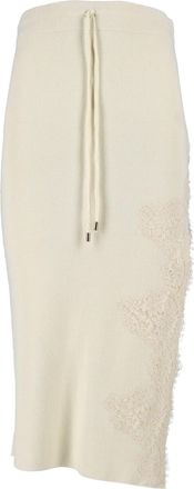 Ermanno Scervino Lace Detail Drawstring Waistband Knit Midi Skirt